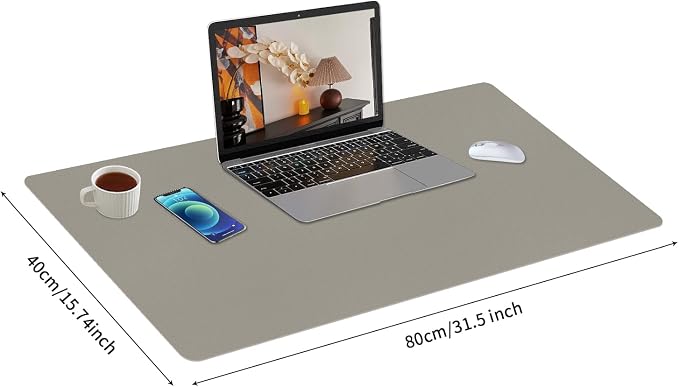 Bloss Grey Desk Mat, Leather Desk Pad, Desk Matt - Image 5