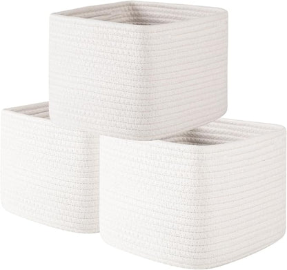 OIAHOMY 9”x9”x7” Storage Cubes, Cotton Rope Woven Baskets by MasterofSpaceOptimization