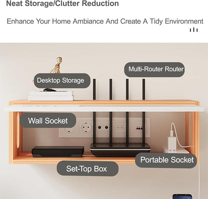 Wall Mount WiFi Router Box, WiFi Router Storage Cabinet, Power Strip and Cable - Image 3