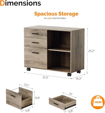 VINGLI 3 Drawer Wood Lateral File Cabinet - Image 3