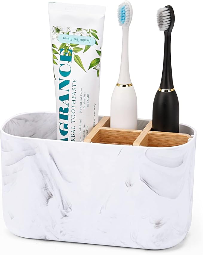 Toothbrush Holders for Bathrooms, 5 Slots Bamboo Toothbrush Holder Kids by GFWARE