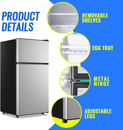 Small Fridge with Freezer Small Refrigerator 2.4 Cu.ft Fridge Dual Door - Image 5
