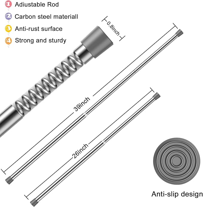 AIZESI 1pcs Tension Curtain Rod Spring Tension Rod Short Curtian Rods No - Image 2
