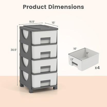 Giantex 2 Pack 4-Drawer Storage Organizer, Plastic Storage Tower - Image 3