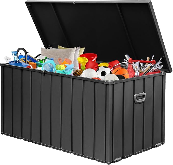 Domi 190 Gallon Deck Box, Metal Outdoor Storage Box - Image 7