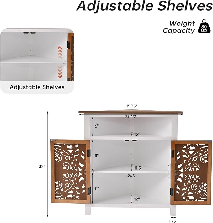 Boho Corner Cabinet, Narrow Organizer - Image 2