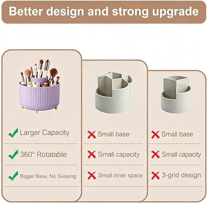 360° Rotating Makeup Brush Holder Organizer, Spinning Skincare Storage Carousel - Image 6