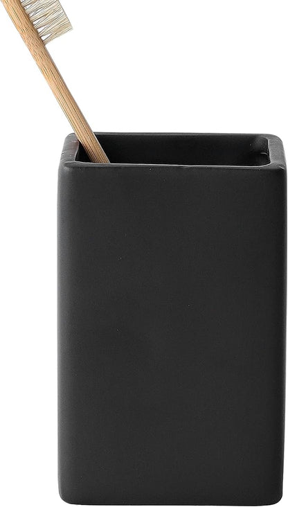 Ceramic Black Square Toothbrush Holder by BSDISP