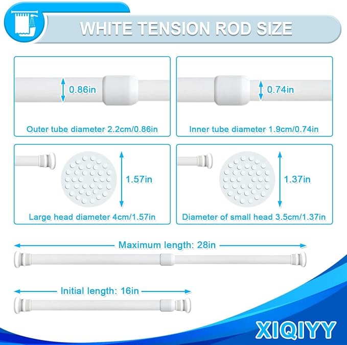 Small Shower Curtain Rod 16-28 Inch, Secure Fit - Image 2