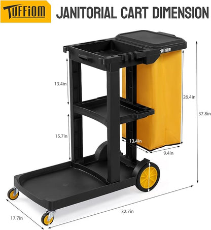 TUFFIOM Commercial Traditional Cleaning 3-Shelf Janitorial Cart, 500 Lbs - Image 5