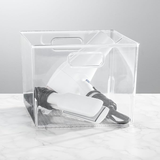 mDesign Large Modern Stackable Plastic Storage Organizer Bin Basket - Image 2
