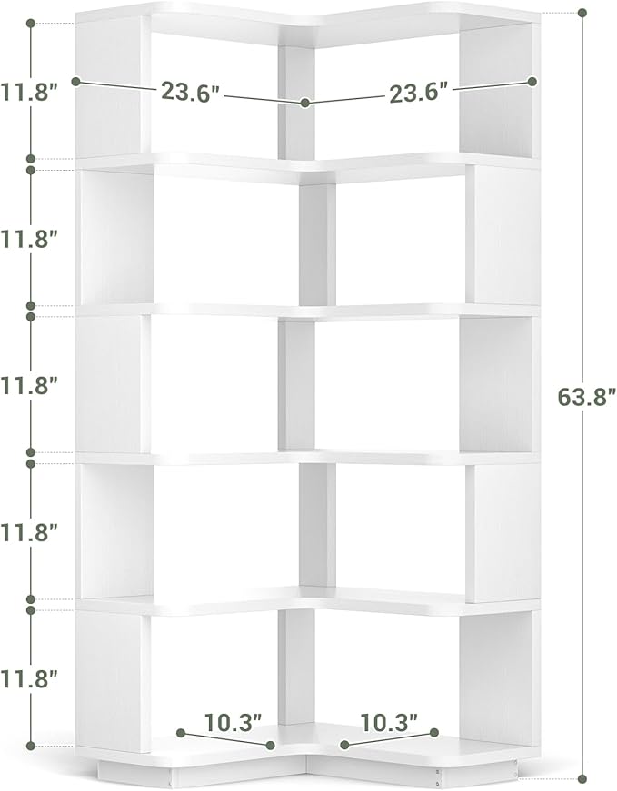 Armocity Corner Book Shelf, 6-Shelf L Shaped Corner Bookshelf - Image 3