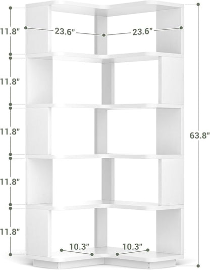 Armocity Corner Book Shelf, 6-Shelf L Shaped Corner Bookshelf - Image 3