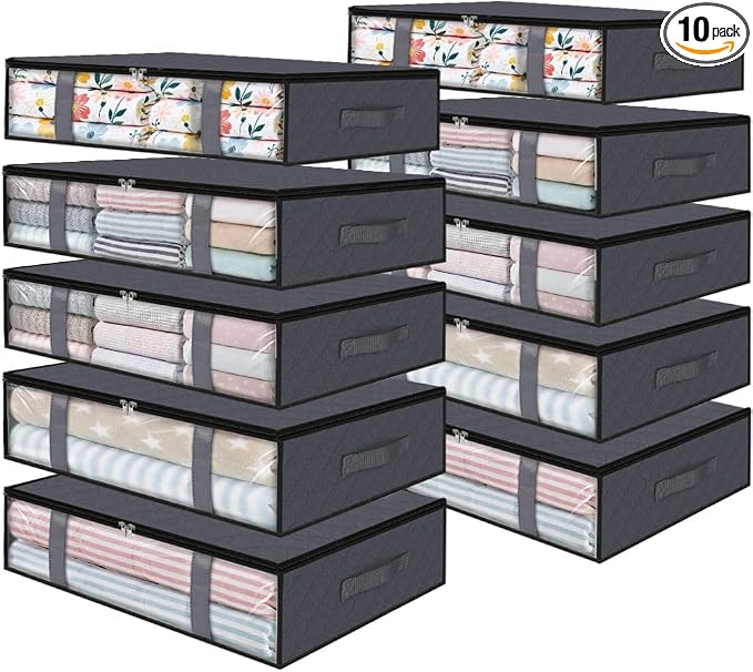 StorageRight Under Bed Storage Bags 10 Pack, 40L Large Clothes & Comforter by StorageRight