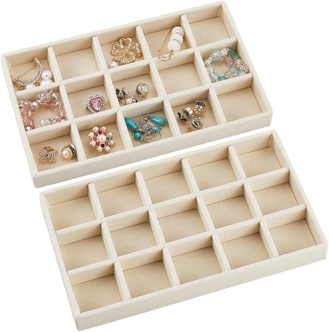 2Pcs 5 x 8.3 Inch Stackable Jewelry Trays Earring Holder Organizer Antique - Image 7