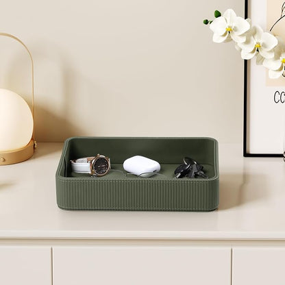 PU Leather Valet Tray Organizer, Modern Nightstand Organizer Bedside Desktop - Image 6