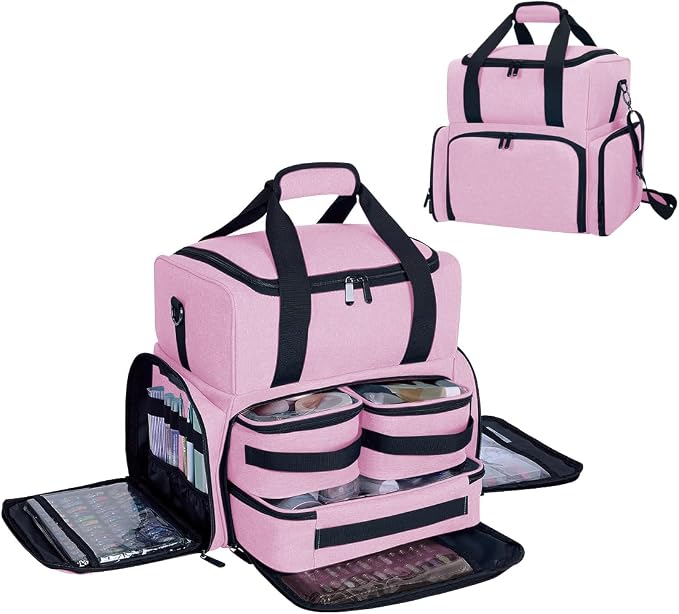 Large Makeup Cosmetic Bag with 3 Removable Case and 2 Removable Dividers Double by UOZL