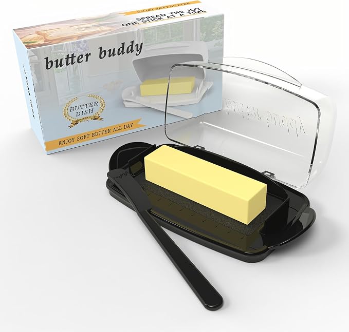 Butter Dishes with Lid for Countertop Refrigerator, Plastic Butter Dish Clear by SoulCreat
