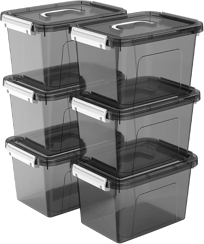 6 Quart Stackable Plastic Storage Bins by JUJIAJIA