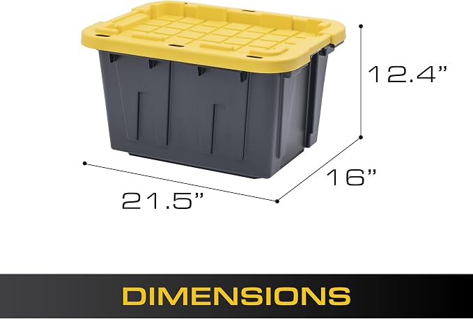 CX BLACK & YELLOW, 12-Gallon Heavy Duty Tough Storage Container & Snap-Tight Lid - Image 3