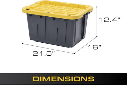 CX BLACK & YELLOW, 12-Gallon Heavy Duty Tough Storage Container & Snap-Tight Lid - Image 3