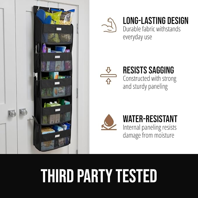 GORILLA GRIP Over The Door Organizer Storage, 5 Deep Hanging Shelves, Holds - Image 5