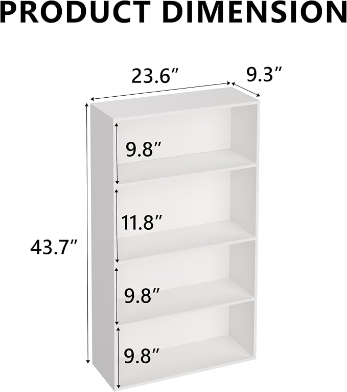 Wooden 4 Tier Book Shelf，4 Cube Storage Organizer, 44 Inch Versatile Cubes - Image 3