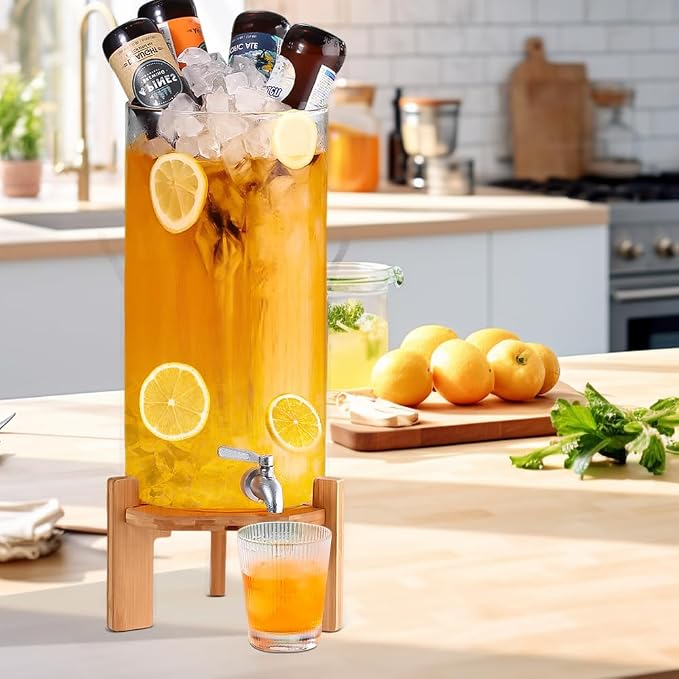 Beverage Dispenser, 3.5 Gallon Glass Drink Dispenser - Image 2