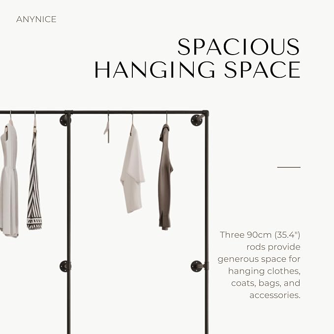Industrial Pipe Clothing Rack, Heavy Duty Wall Mounted Clothes Rack, Retail - Image 4