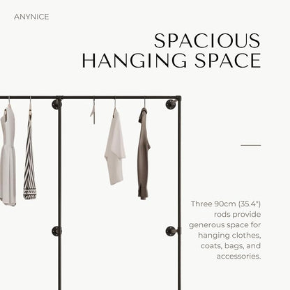 Industrial Pipe Clothing Rack, Heavy Duty Wall Mounted Clothes Rack, Retail - Image 4