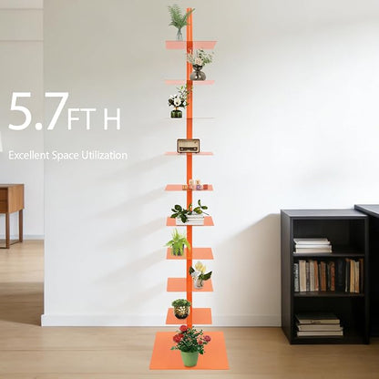 9 Tier Metal Spine Bookshelf Tower, Adjustable Vertical Tower - Image 3