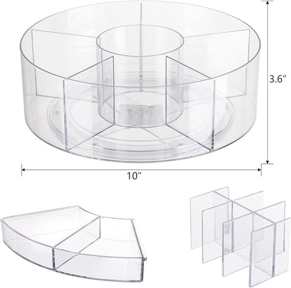 360 Rotating Makeup Organizer for Vanity, 10” Desk Acrylic Spinning Cosmetic - Image 3