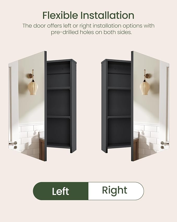 Bathroom Medicine Mirror Cabinet, 17.7'' x 23.6'', Wall-Mounted Bathroom Vanity - Image 5