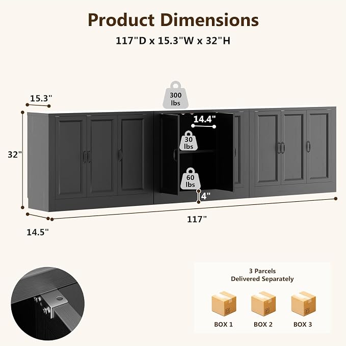 118" W Modern Buffet Cabinet - Image 2