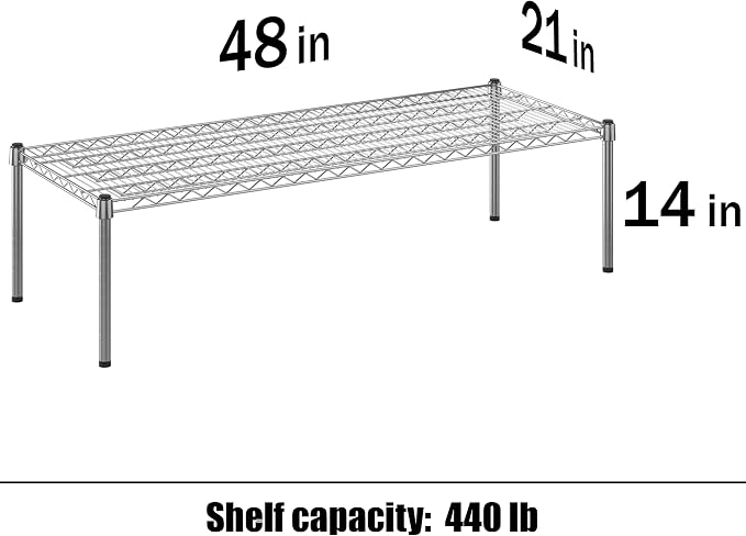 21" Deep x 48" Wide x 14" Height Wire Shelving Kit | 1-Tier | NSF Commercial - Image 3