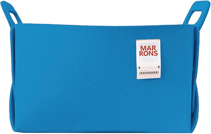 Collapsible Felt LIGHTBLUE Storage Bin Large 14.6"x9.4"x9.4" – Foldable Basket by MARRONS