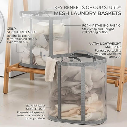 Wall-Mounted Foldable Laundry Basket, 41L Mesh Hamper, 2 Pack | Collapsible - Image 6