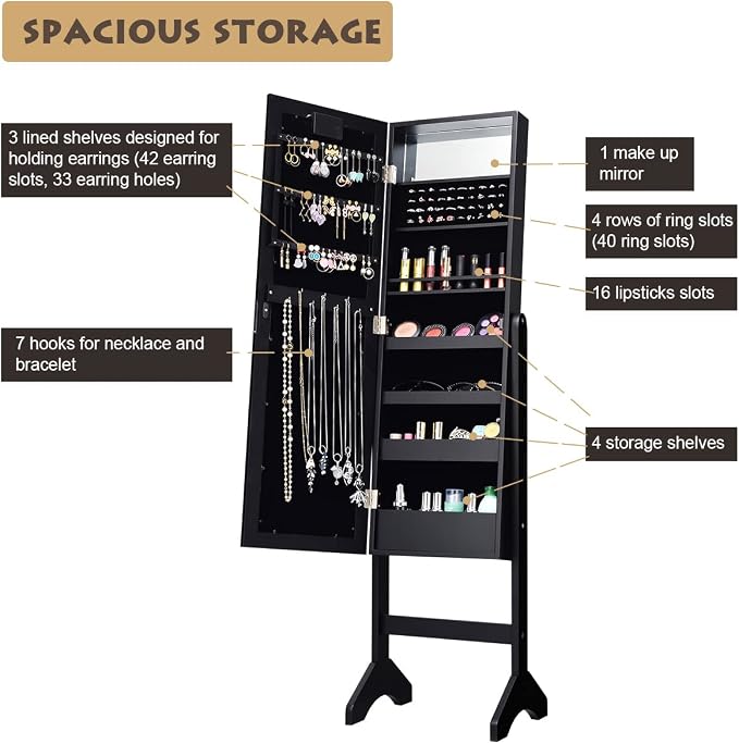 Giantex Standing Jewelry Armoire - Image 4