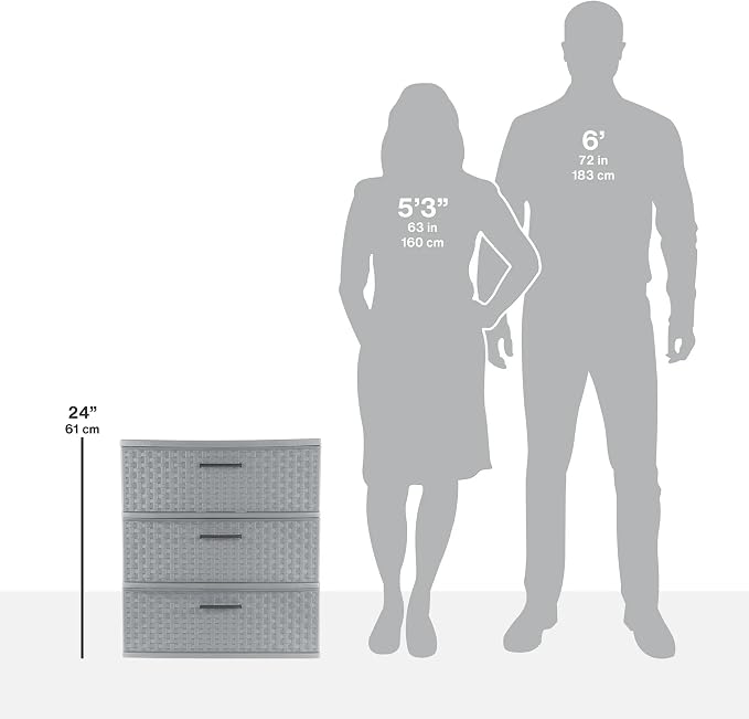 3 Drawer Wide Weave Tower color：Cement - Image 4
