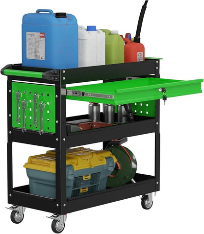 Heavy Duty 3 Tier Tool Cart, Mechanic Metal Rolling Tool Cart by Maemttes