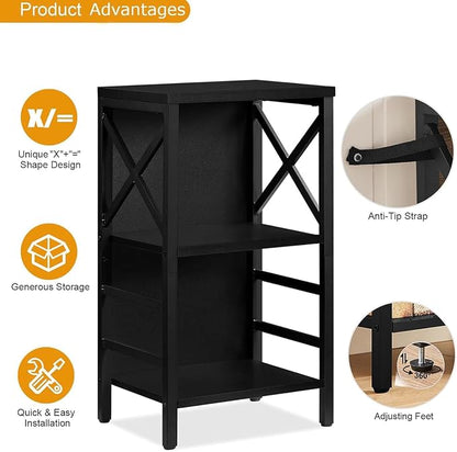 Small Bookshelf, 3 Tier Industrial Bookcase - Image 8