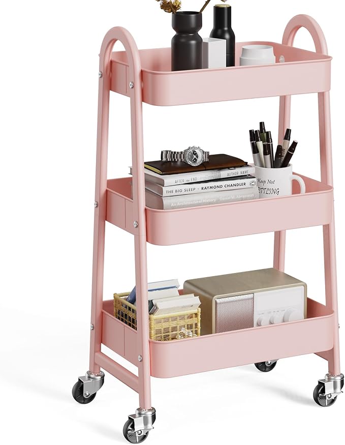 OLIXIS Metal Utility Cart, Mobile Rolling Storage Shelf by OLIXIS