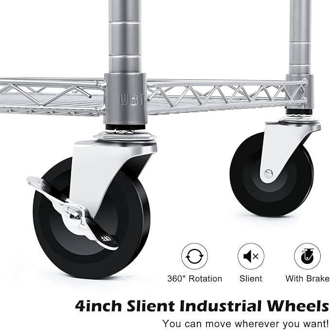 WDT 990Lbs Capacity Heavy Duty Rolling Utility Cart, NSF Rolling Carts - Image 4