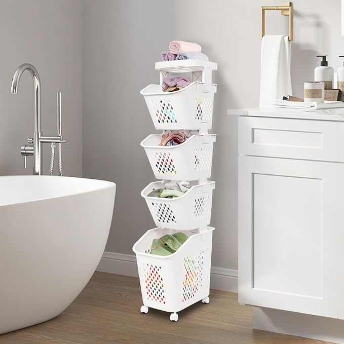 4-Tier Laundry Basket Holder, Utility Laundry Basket by Unknown