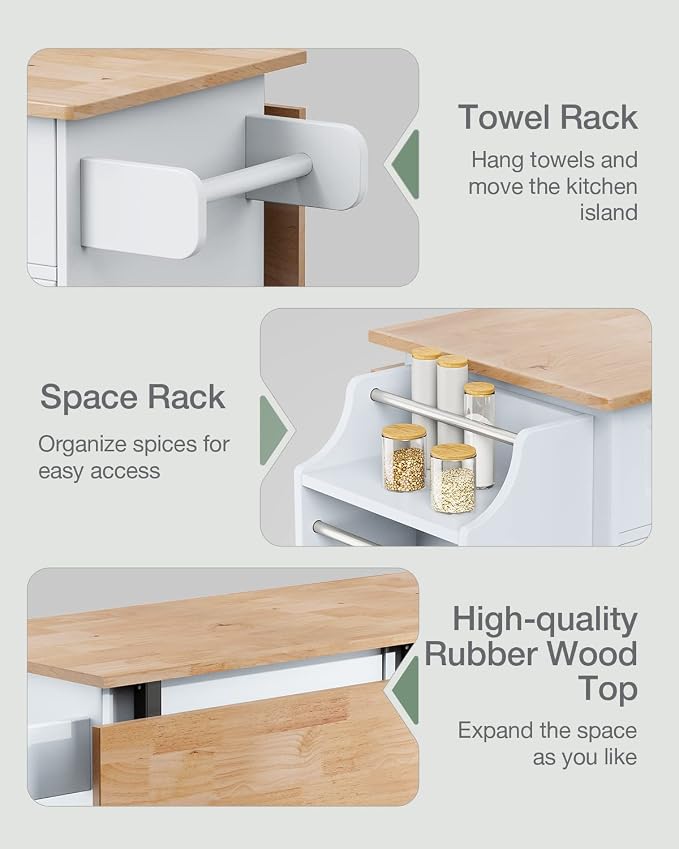 Kitchen Island on Wheels Kitchen Cart - Image 3