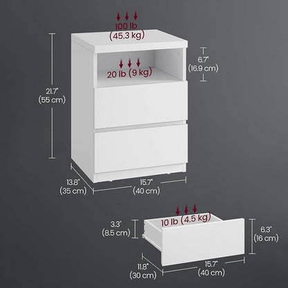 VASAGLE Nightstand with Adjustable LED Light, Bedside Table with Drawers - Image 3