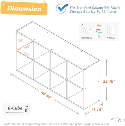 NELYE 8 Cube Organizer Bookcase White Open Shelf | Suitable - Image 2