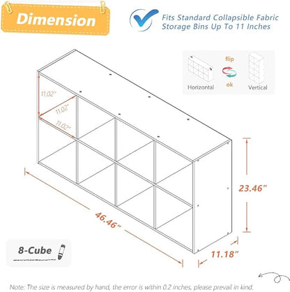 NELYE 8 Cube Organizer Bookcase Oak Open Shelf | Suitable - Image 2