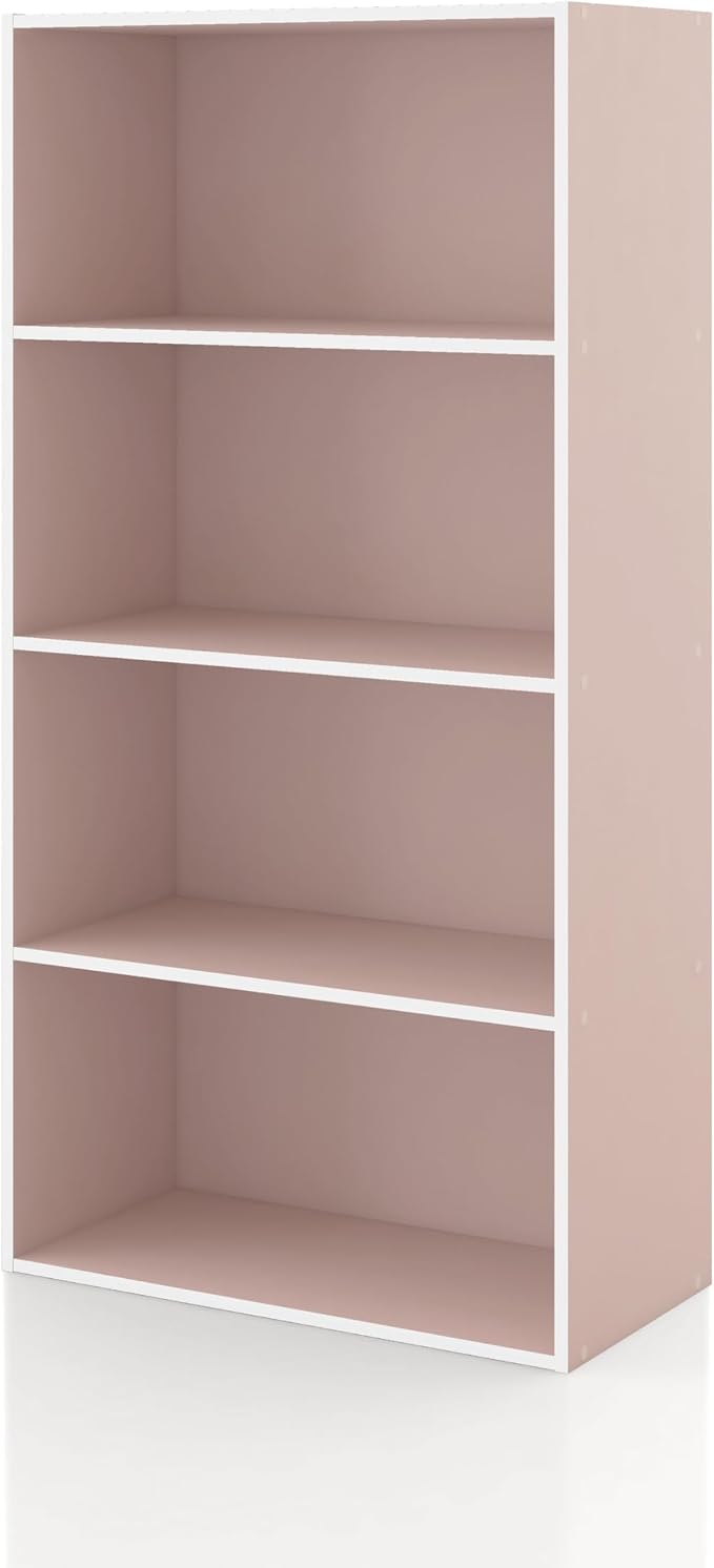 Homes: Inside + Out Apexa 4-Tier Cube Storage Organizer Shelves, Stackable Wood by HOMESInsideOut
