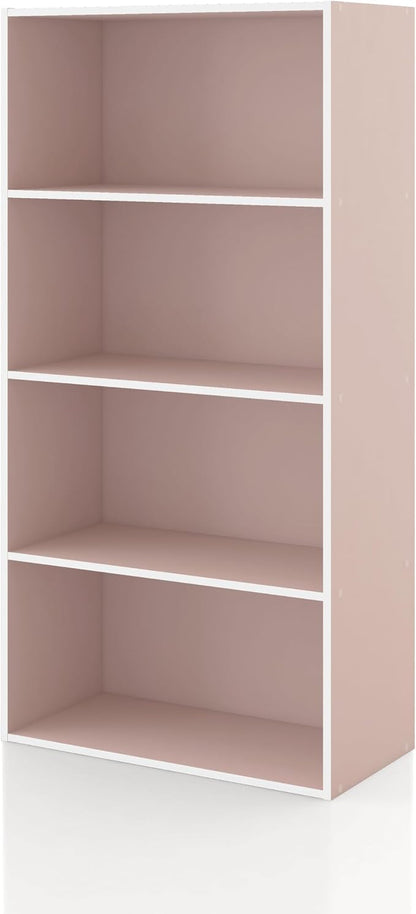 Homes: Inside + Out Apexa 4-Tier Cube Storage Organizer Shelves, Stackable Wood by HOMESInsideOut